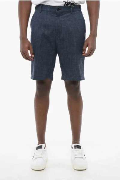 Berwich Silk Blend Chinos Shorts With Belt Loops In Blue