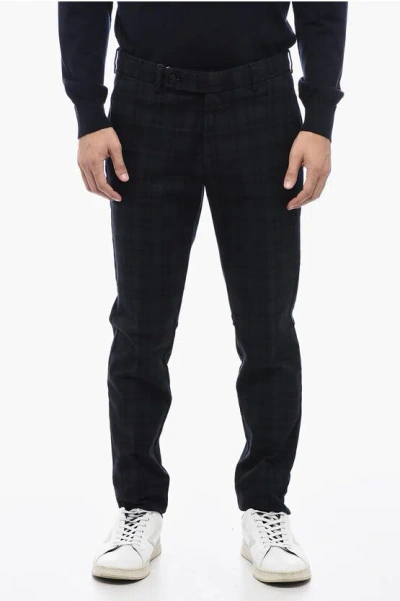 Berwich Slim Fit Morello Pants With Check Motif In Black