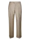Berwich Trousers Belt Loops Cuffed Hem Pleated Front In Brown