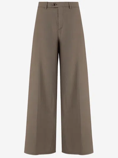 Berwich Stretch Cotton Silk Pants In Brown