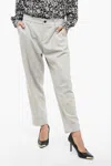 Berwich Stretchy Wool Pants With Elastic Waist Band In Grey