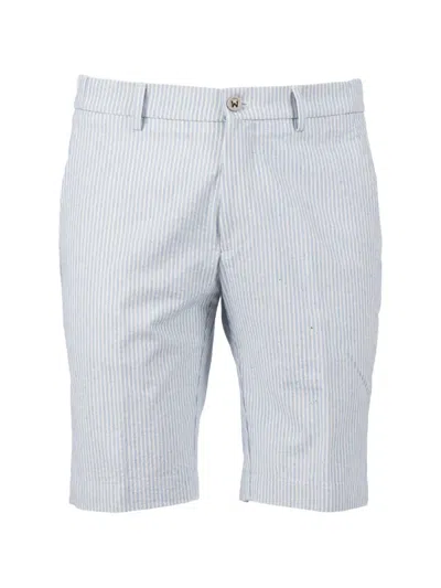 Berwich Striped Seersucker Tailored Shorts In Neutral