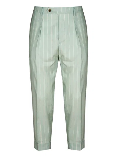 Berwich Striped Tailored Trousers In Green
