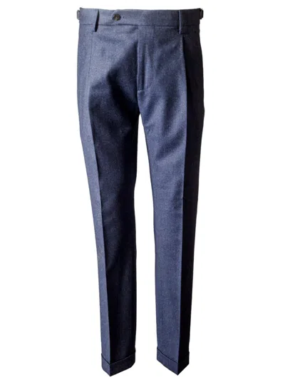Berwich Tailored Grey Relaxed Fit Wool Pants In Blue