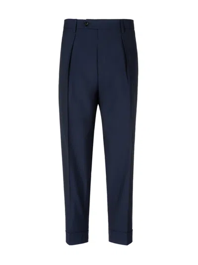Berwich Tailored Oversized Pants With Classic Waistband In Blue