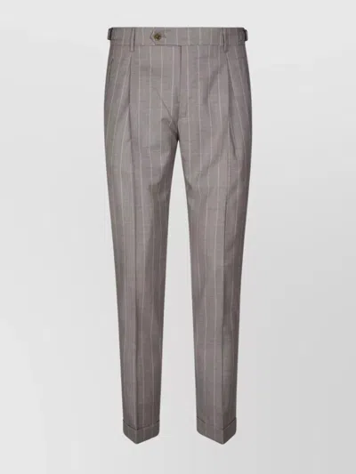 Berwich Tailored Trousers With Belt Loops And Cuffed Hem In Pink