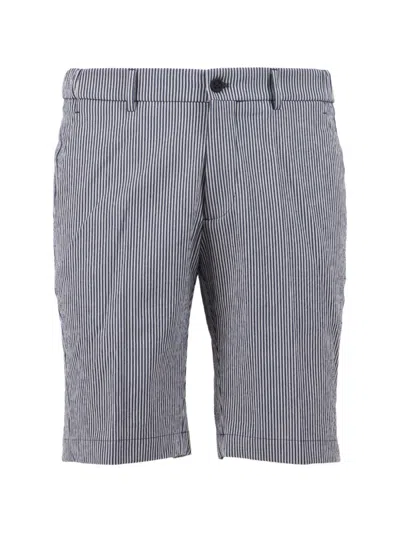 Berwich Vertical-stripe Chino Shorts In Blue