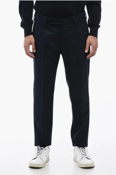 Berwich Virgin Wool Pants With Check Motif In Black