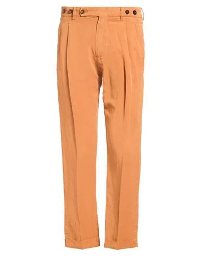 Berwich Vissuto Man Pants Mandarin Size 30 Lyocell, Linen In Orange