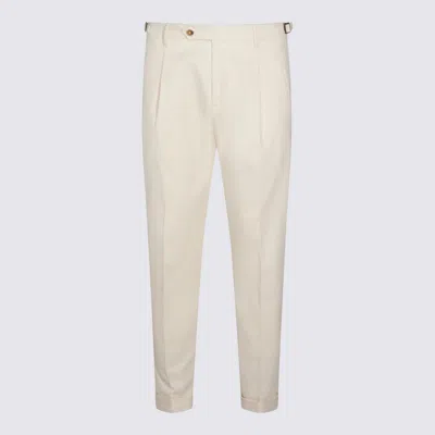 Berwich White Cotton Pants In Multi