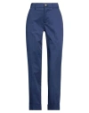 Berwich Woman In  Woman Pants Midnight Blue Size 0 Cotton, Elastane In Blue