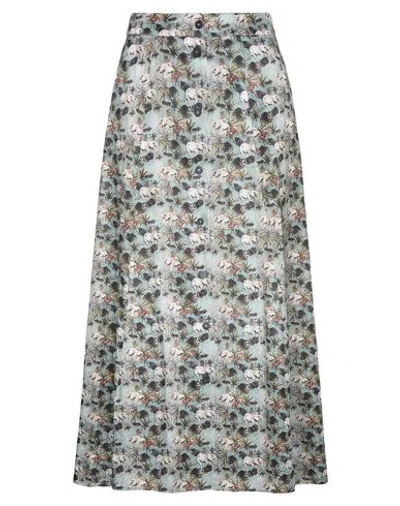 Berwich Woman Maxi Skirt Light Blue Size 4 Cotton, Silk