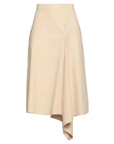 Berwich Woman Midi Skirt Beige Size M Cotton, Elastane In Neutral