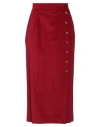 Berwich Woman Midi Skirt Brick Size 6 Cotton, Elastane In Red
