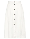 Shop Berwich Woman Midi Skirt Cream Size 8 Linen In White