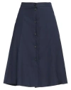 Berwich Woman Midi Skirt Navy Size 6 Polyester, Polyamide In Navy Blue
