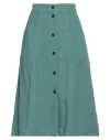 Berwich Woman Midi Skirt Turquoise Size 8 Linen In Blue