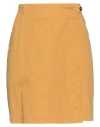 Berwich Woman Mini Skirt Mustard Size S Tencel, Cotton, Textile Fibers, Elastane In Yellow