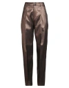 Berwich Woman Pants Bronze Size 8 Polyester, Metallic Polyester In Brown