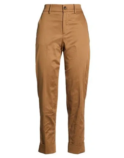 Berwich Woman Pants Camel Size 4 Cotton, Elastane In Sand