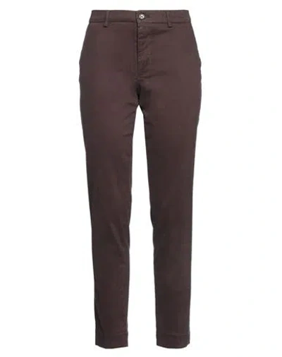 Berwich Woman Pants Chocolate Brown Size 8 Cotton, Elastane