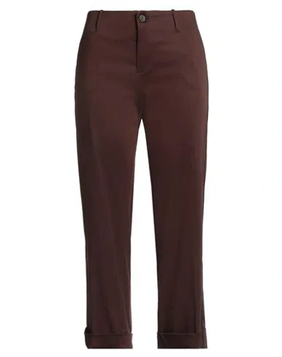 Berwich Woman Pants Dark Brown Size 4 Lyocell, Elastane In Burgundy