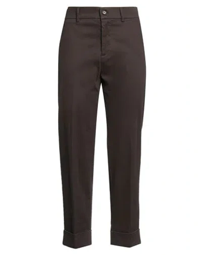 Berwich Woman Pants Dark Brown Size 8 Cotton, Elastane