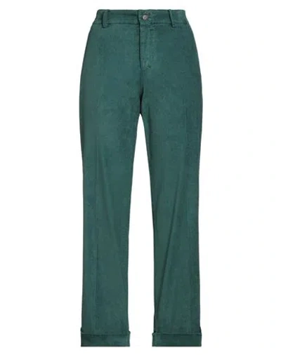Berwich Woman Pants Emerald Green Size 8 Cotton, Viscose, Elastane