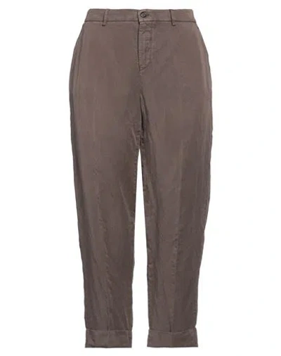 Berwich Woman Pants Khaki Size 12 Lyocell, Linen In Beige