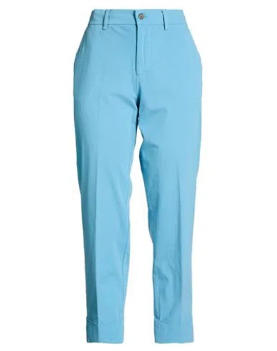 Berwich Woman Pants Light Blue Size 4 Cotton, Elastane
