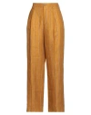 Berwich Woman Pants Ocher Size 8 Linen In Yellow