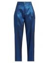 Berwich Woman Pants Midnight Blue Size 8 Polyester, Metallic Polyester