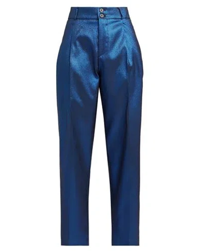 Berwich Woman Pants Midnight Blue Size 8 Polyester, Metallic Polyester