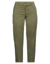 Berwich Woman Pants Military Green Size 8 Cotton, Silk, Elastane In Green