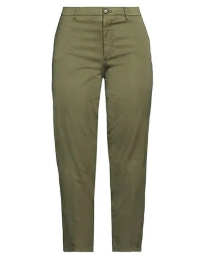 Berwich Woman Pants Military Green Size 8 Cotton, Silk, Elastane