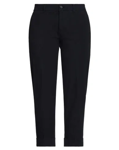 Berwich Woman Pants Navy Size 10 Cotton, Elastane In Navy Blue