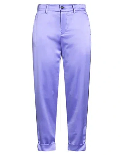 Berwich Woman Pants Purple Size 4 Polyester, Elastane