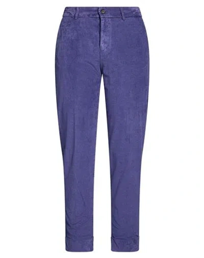 Berwich Woman Pants Purple Size 4 Viscose, Cotton, Elastane In Blue