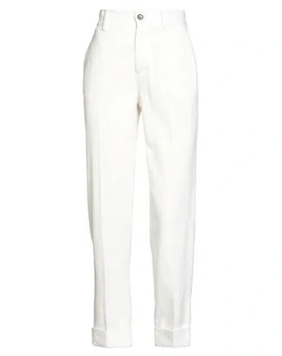 Berwich Woman Pants White Size 10 Cotton, Viscose, Elastane