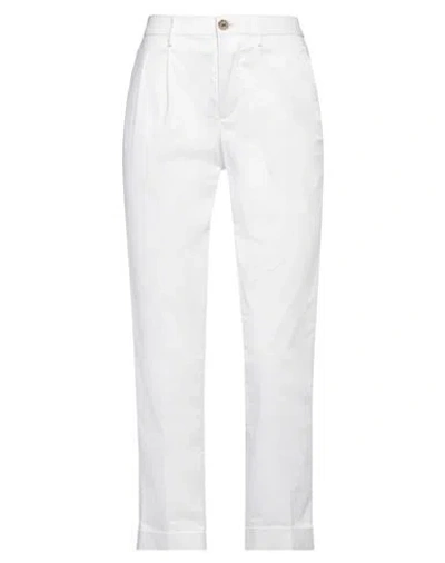 Berwich Woman Pants White Size 2 Cotton, Elastane