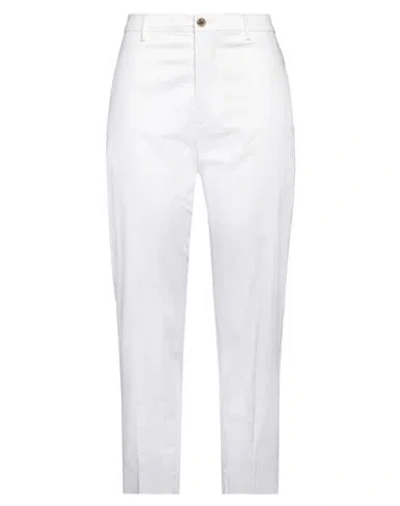 Berwich Woman Pants White Size 8 Cotton, Elastane