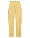 Berwich Woman Pants Yellow Size 2 Lyocell, Linen