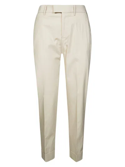Berwich White Palazzo Natural Texture Linen Trousers In Neutral
