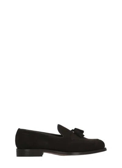 Berwick 1707 Brown Tassels Suede Loafers In Black