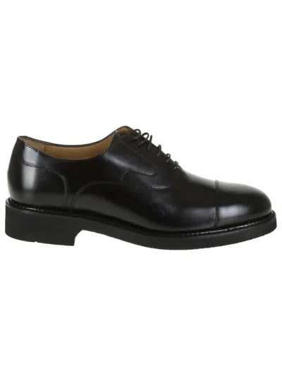 Berwick 1707 Black Calfskin Oxford Style Shoes In Rois Negro