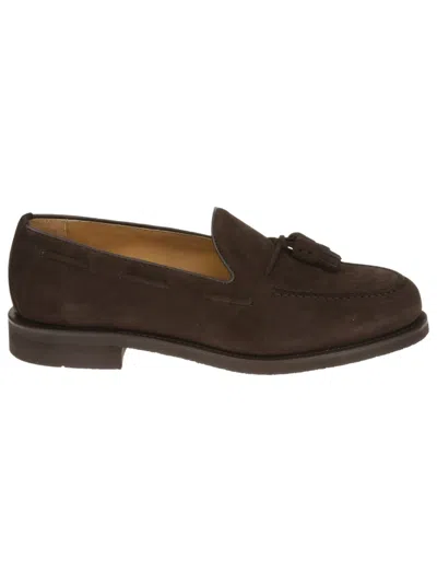 Berwick Brown Calf Suede Tassel Loafer In Black