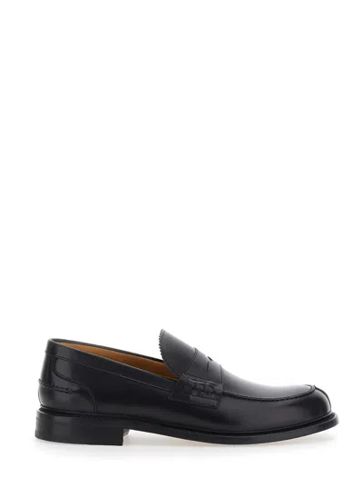 Berwick Leather Loafers With Leather Sole In Black