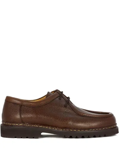 Berwick Shoes 30mm Leather Lace-up Loafers In Brown