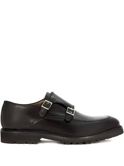 Berwick Shoes Double Buckle-fastening Leather Loafers In Black