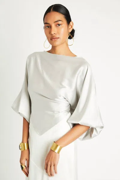 Beryll Ali Silk Wrap Top In Pearl In White